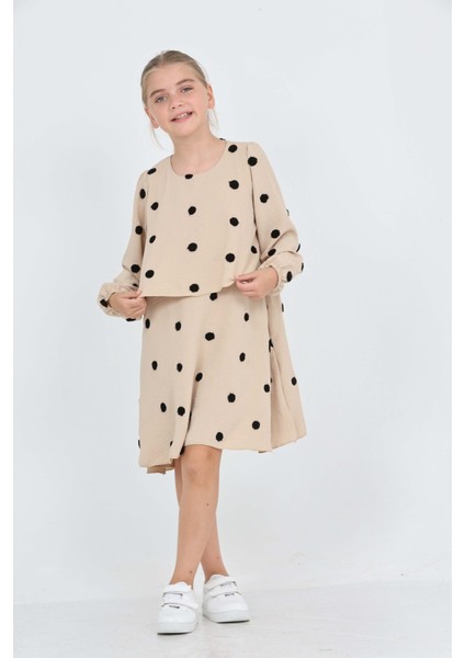 Kız Çocuk Puantiye Detaylı Elbise modelleri