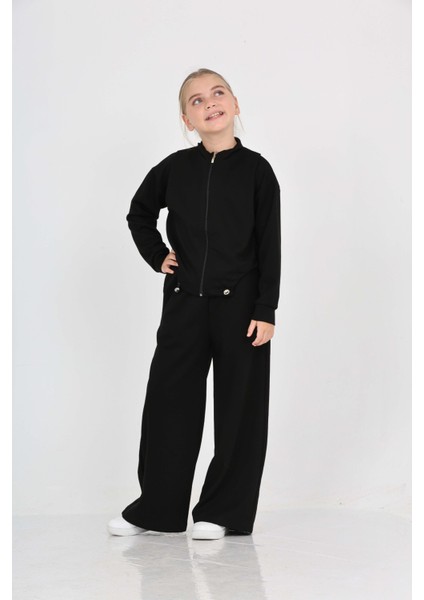 Kız Çocuk Oval Kesim Detaylı Eşofman Takım