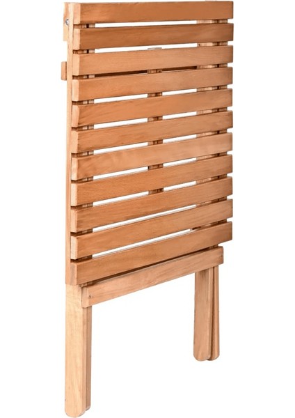 Ahşap Katlanır Puf Minderli 3'lü Bistro Set Bahçe Takımı Naturel Gri fırsatları