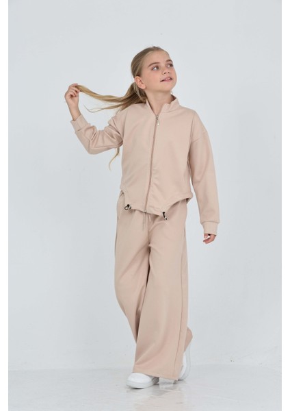 Kız Çocuk Oval Kesim Detaylı Eşofman Takım