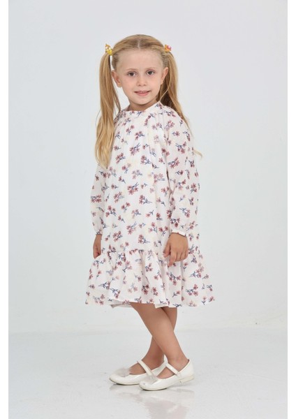 Kız Çocuk Çiçek Desenli Elbise