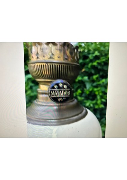 Fransız Matador Marka Pirinç ve Porselen Gaz Lambası 54 cm Boyunda