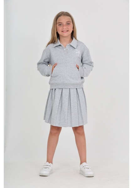 Kız Çocuk Fiyonk Nakışlı Etekli Takım indirimleri