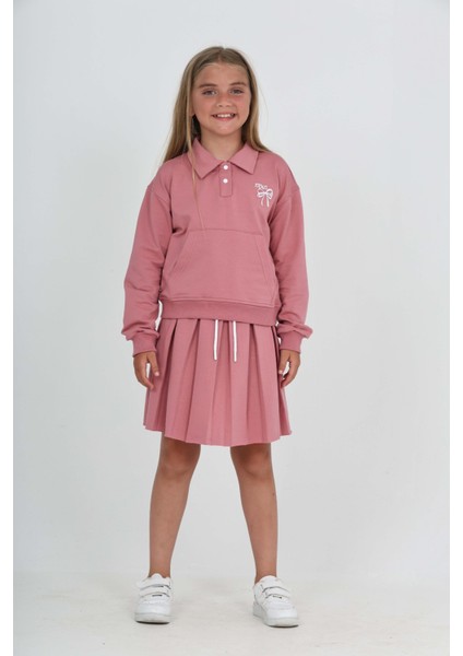 Kız Çocuk Fiyonk Nakışlı Etekli Takım fiyatları