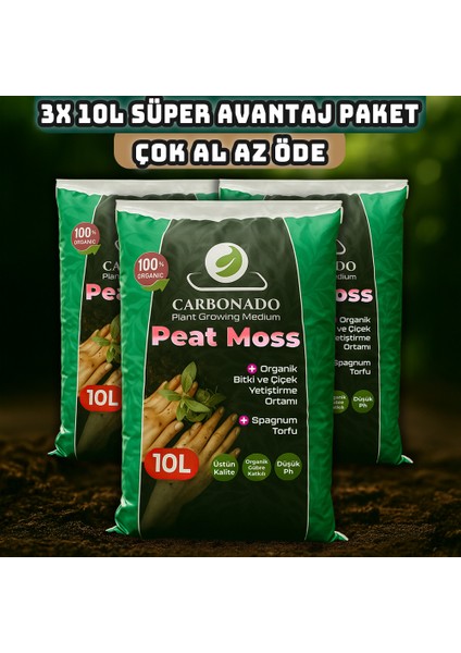 Peat Moss 10L X3 | Doğal Torf Toprak | Saksı Bitkileri Için | Süper Avantaj Paket fiyatları