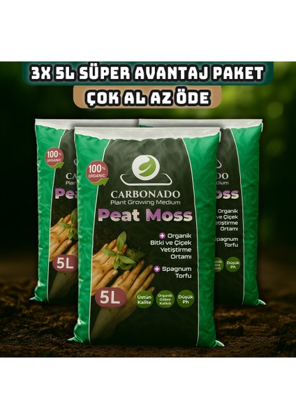 Peat Moss 5l X3 | Organik Torf Toprak | Saksı ve Fide Için | Süper Avantaj Paket fiyatları