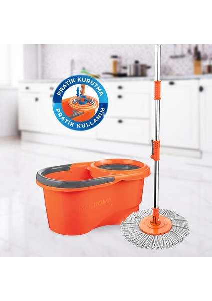 Focus Otomatik Temizlik Seti, Pedalsız Döner Sıkmalı 360 Başlıklı Mikrofiber Paspas fiyatları