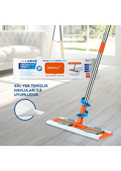Famous+ Düz Mop Yer Temizlik Sistemi, Islak ve Kuru Kullanım, 360 Döner Başlıklı Pratik Paspas fırsatları