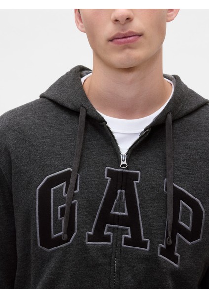 Erkek Koyu Gri Gap Logo Kapüşonlu Sweatshirt modelleri