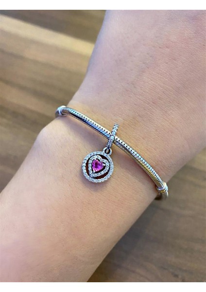 Işıltılı Pembe Kalpli Sallantılı Charm fiyatları