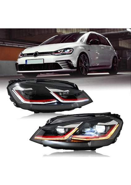 Vw Golf 7.5 2017-2019 Kayar Sinyalli Kırmızı J Ön Far