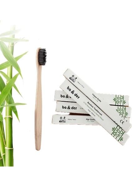 Ba&der 2'li Paket %100 Doğal Bambu Diş Fırçası ( Yetişkin Siyah Orta 2'li) indirimleri