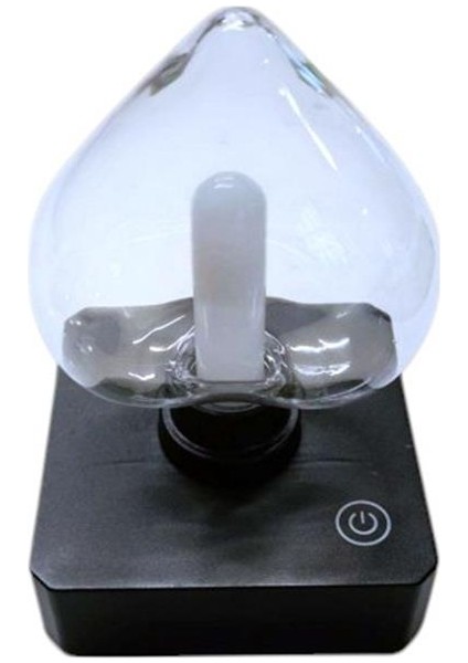 Ledx YQX-ANL95-B03 Amber Renkli Alev Efektli Dokunmatik Masa Lambası 800MAH Şarjlı (Şeffaf Kalpli)