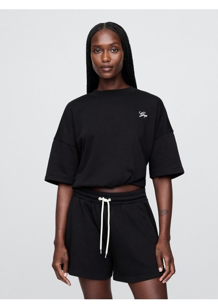 Kadın Siyah Vintagesoft Gap Logo Bungee Sweatshirt