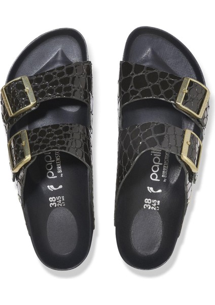 Arizona Platform Nl Shiny Croc Çift Bant Siyah Kadın Terlik modelleri