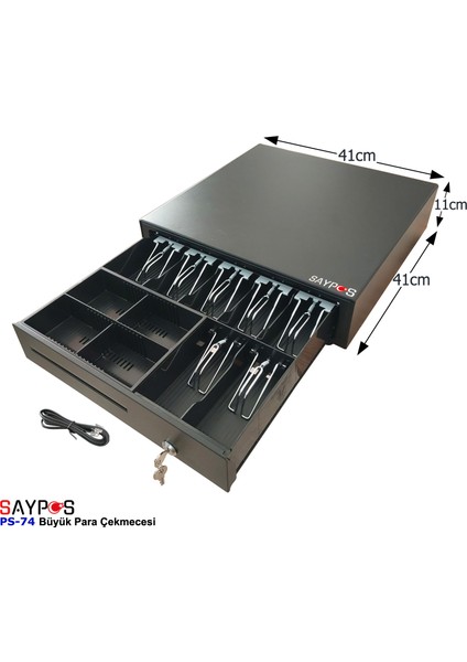 7 Banknot Gözlü Yazarkasa Pos Bağlantılı ve Anahtardan Açılır Büyük Para Çekmecesi 41X41X11CM indirimleri