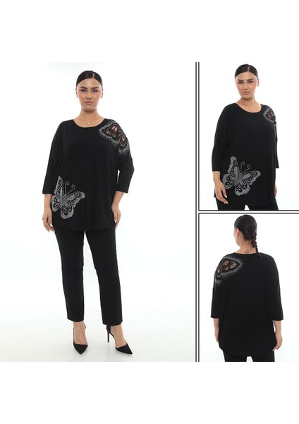 Taşlı Omuzu Dantelli Bluz