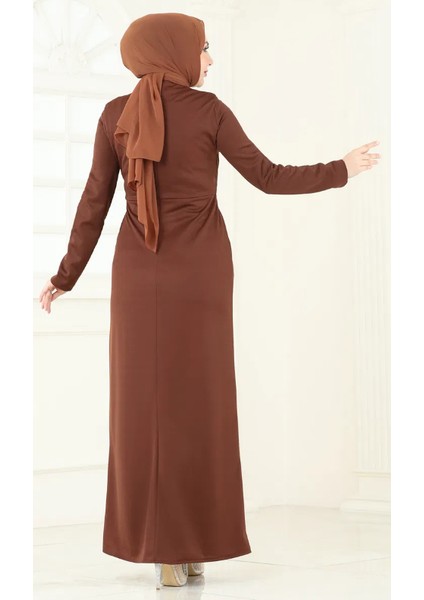 Taşlı Tesettür Abiye Anvelop Kapa Krep Elbise 2792 fırsatları