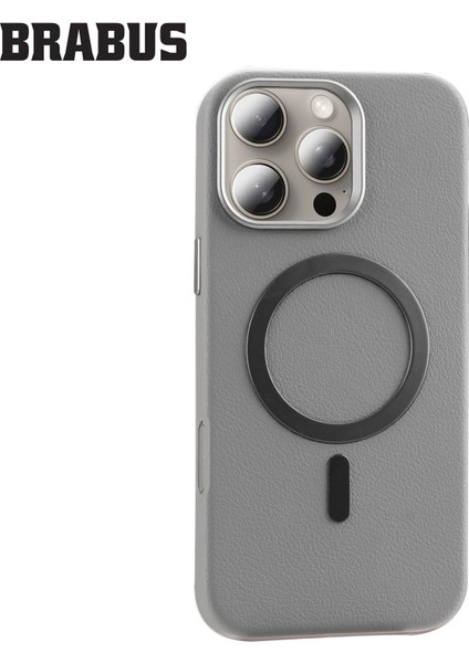 iPhone 16 Pro Max Magsafe Özellikli Içi Kadife Suni Deri Nar Kılıf