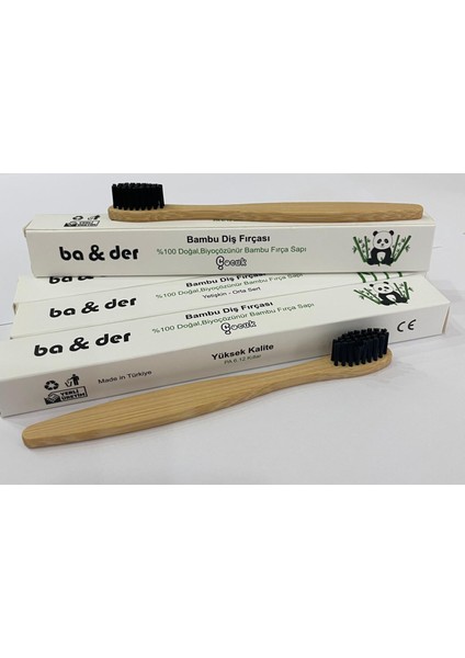 Ba&der Çocuk 2'li Paket %100 Doğal Bambu Diş Fırçası ( Çocuk Siyah Yumuşak 2'li) fiyatları