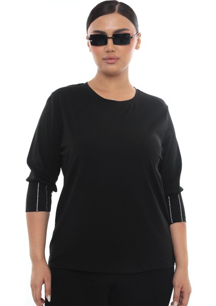 Kol Bandı Taşlı Çeyrek Kol Tshirt modelleri