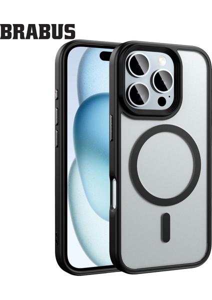 iPhone 16 Pro Max Anti-Shock Magsafe Özellikli Kenarları Yumuşak Buzlu Mat Fall Silikon Kılıf