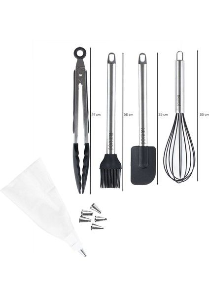 3162 10 Parça Pasta ve Tatlı Servis Seti Kek Pasta ve Şekillendirici Duy Seti Siyah fırsatları