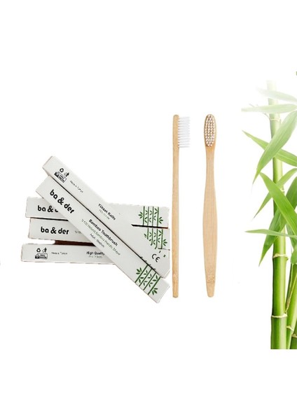 Ba&der 2'li Paket %100 Doğal Bambu Diş Fırçası ( Yetişkin Beyaz Orta 2'li) modelleri