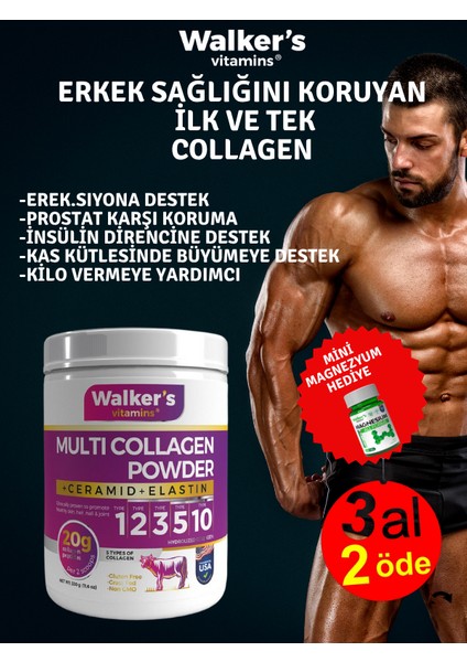 Walker`s (Men) %100 Saf ve Doğal Ceramide, Cranberry, Içeren Çift Hidrolize Kolajen Collagen