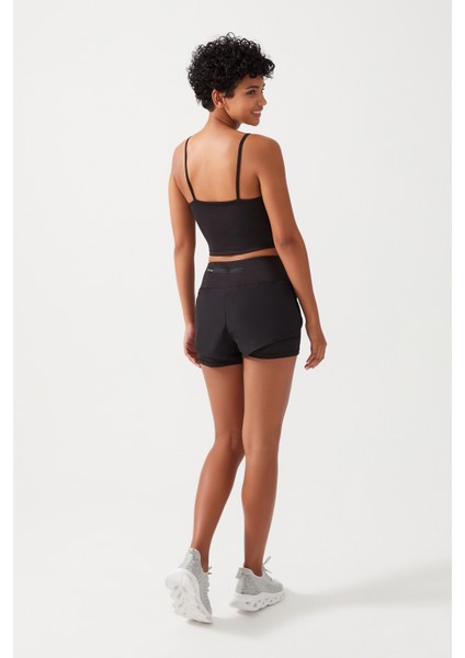 Kadın Siyah 2 Katmanlı Spor Şort - Şortlu Tayt 2in1 fiyatları
