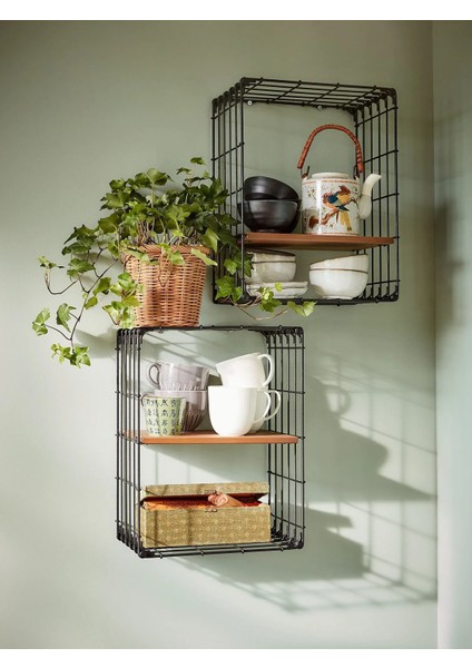 Gullhult Duvar Rafı Siyah Çam 30 x 40 cm Kolay Monte Metal Çerçeveli modelleri