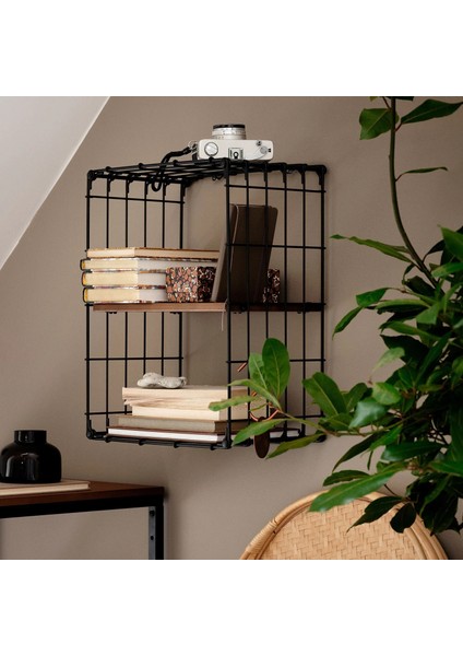 Gullhult Duvar Rafı Siyah Çam 30 x 40 cm Kolay Monte Metal Çerçeveli fırsatları