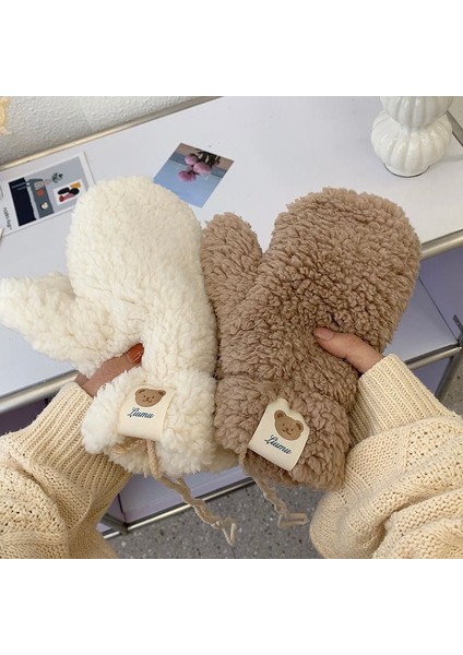 Kış Bisiklet Kalınlaşmış Kadife Sıcak Kuzu Derisi Ayı Eldivenleri (Yurt Dışından) modelleri