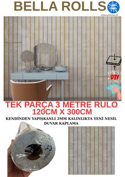 120CMX300CM Tek Parça Yapışkanlı Rulo Gold Mermer Desenli Gri Duvar Paneli Kağıdı Silivri QM0138