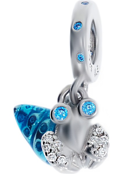 Kadın Mavi Gözlü Tatlı Salyangoz Model Gümüş Charm