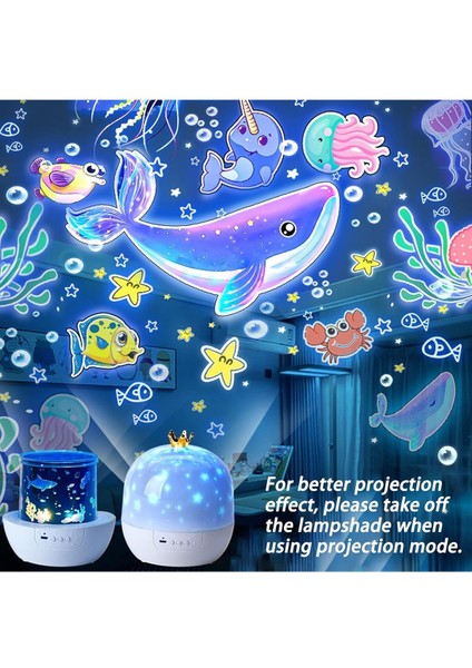 Şarjlı Okyanus Gece Işık Projektörü Çocuk Projektör Yatak Odası Yıldız Projektör Şarjlı Projktör