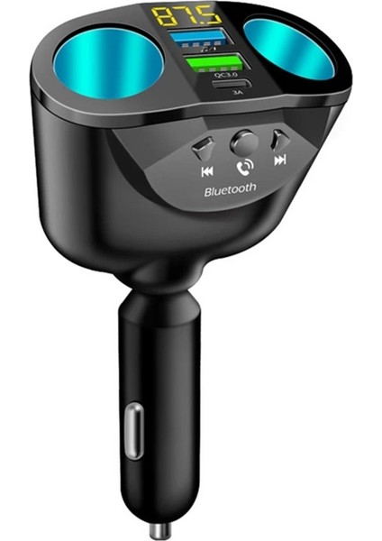 Araç Çakmaklık Şarj Adaptörü Hızlı Şarj 2 USB 1 Type-C 2 Çakmaklık Araç Şarj Cihazı Modem Şarj