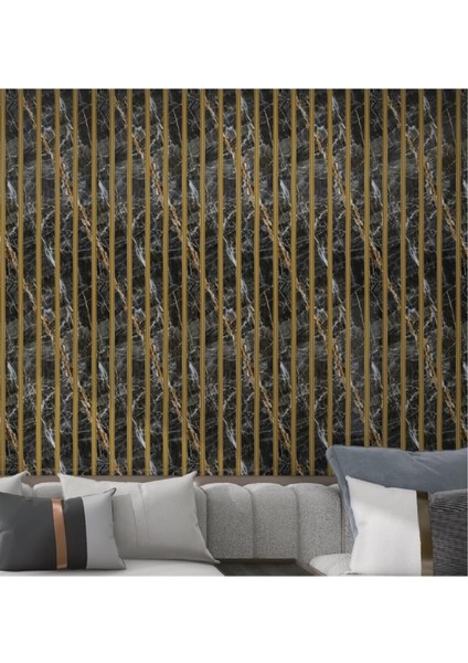 120CMX300CM Tek Parça Yapışkanlı Rulo Gold Mermer Desenli Parlak Duvar Paneli Kağıdı Florya QM0139 modelleri
