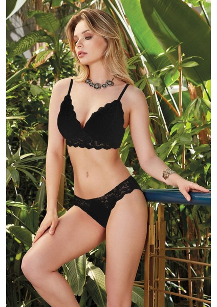 4305-PUSH-UP Dantel Detaylı Sütyen Takım