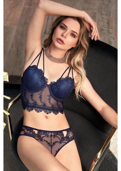 Kadın Lacivert Destekli Sütyen Takımı 4491