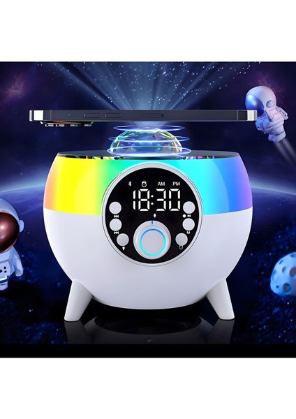 SE-2407 Siyah Rgb Işıklı Çalar Saatli Bluetooth Hoparlörlü Şarj Standı