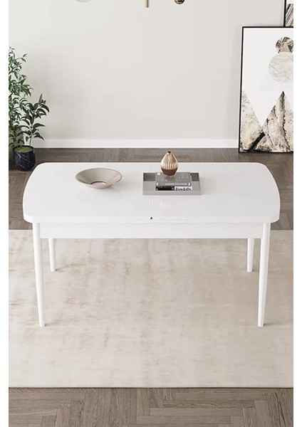 Loft Beyaz 80X132 Açılabilir Mdf Masa Yemek Odası Takımı, Mutfak Takımı 4 Sandalye, 1 Bench fırsatları