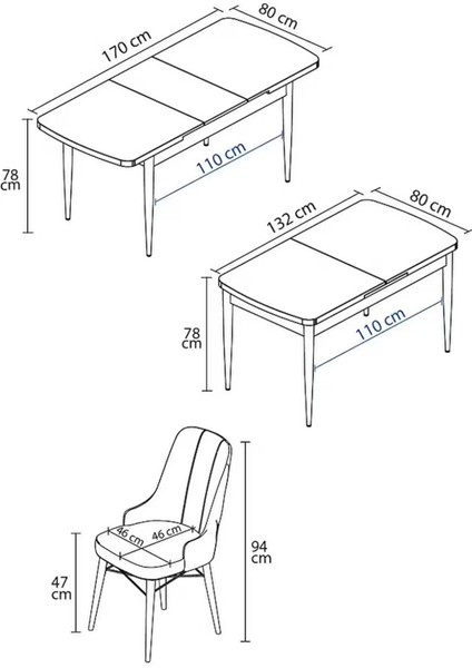 Loft Beyaz 80X132 Açılabilir Mdf Masa Yemek Odası Takımı, Mutfak Takımı 4 Adet Sandalye indirimleri