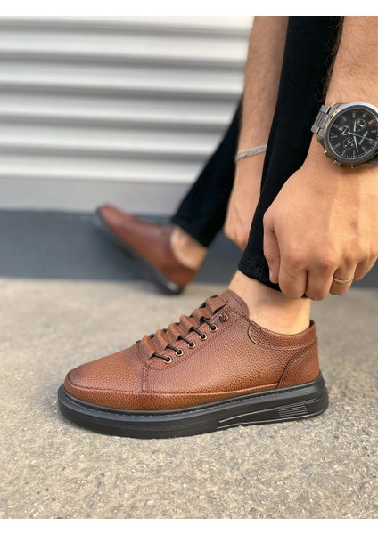 JET-0535 Prime Bağcıklı Cilt Erkek Günlük Sneaker Ayakkabı Cst - Taba modelleri
