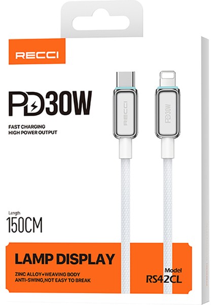 RS42CL Lamp Display Serisi Type-C To Lightning Pd 30W Data ve Şarj Kablosu 1.5m Gümüş fiyatları