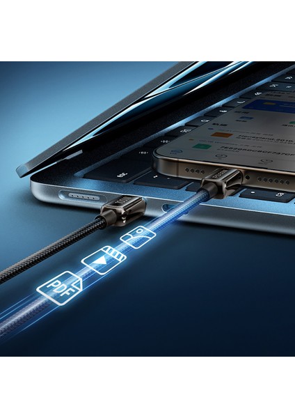 RS42C Lamp Display Serisi Type-C USB 100W Hızlı Şarj Özellikli Data ve Şarj Kablosu 1.5m Siyah modelleri