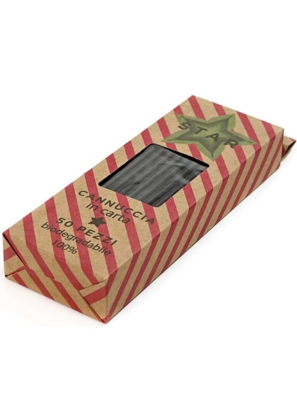 Kağıt Pipet Siyah Sargısız 6X195 mm (50'li Kutulu) 50 Adet