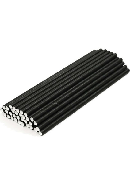 Kağıt Pipet Siyah Sargısız 6X195 mm (50'li Kutulu) 50 Adet fırsatları