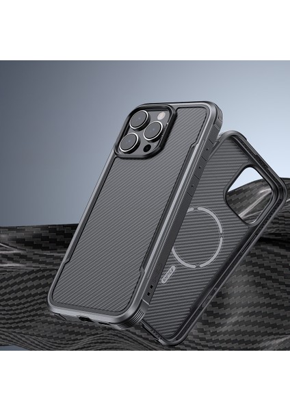 iPhone 16 Pro Max Kılıf M-Safe Uyumlu Airbagli Raptic Apex Serisi Karbon Fiber Tasarımlı Kapak Siyah indirimleri