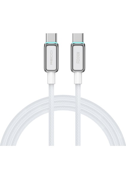 RS42CC Lamp Display Serisi Type-C To Type-C Pd 240W Hızlı Şarjlı Data ve Şarj Kablo 1.5m Gümüş